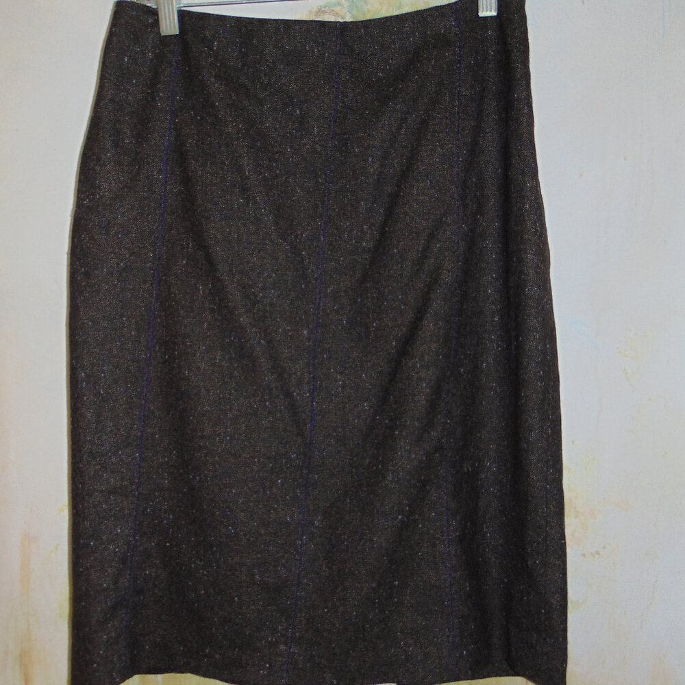 Vintage Gunex Brunello Cucinelli Brown Donegal Tweed Knee length Skirt 8
